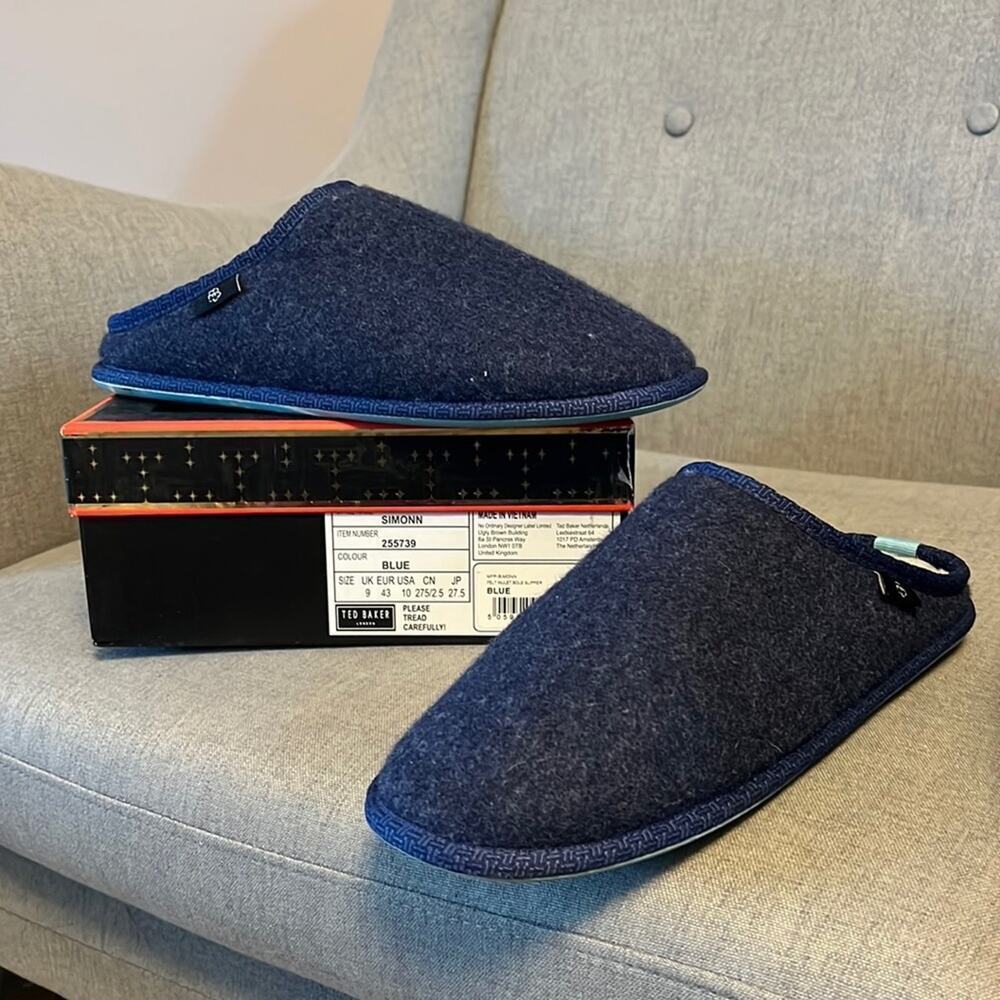 Ted Baker Simonn mens wool mule slipper size 10